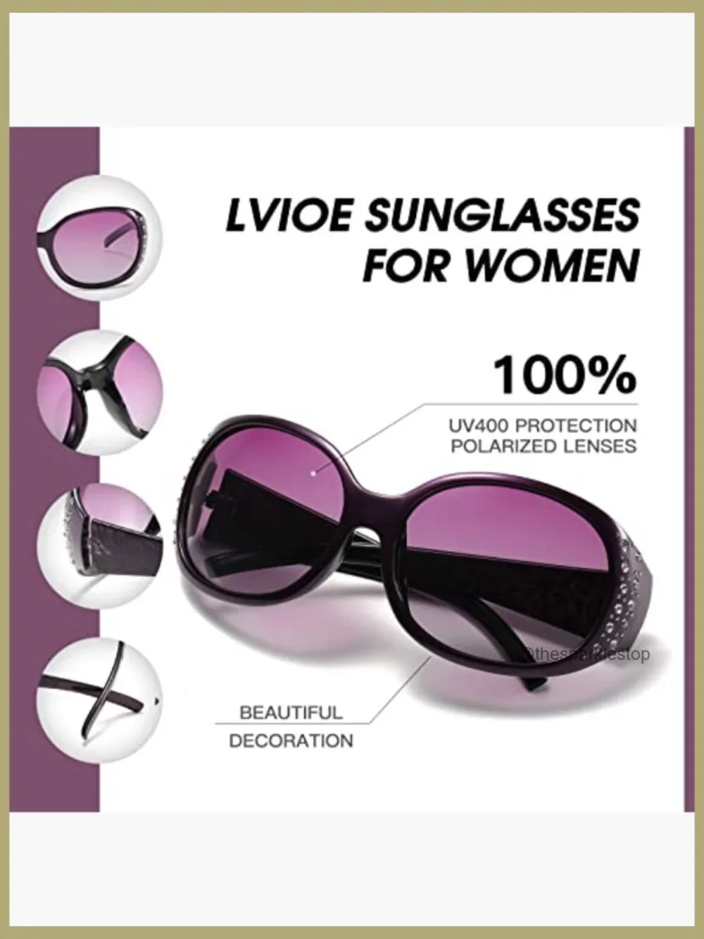 Polarized Wrap Around Sunglasses with Rhinestones and UV Protection